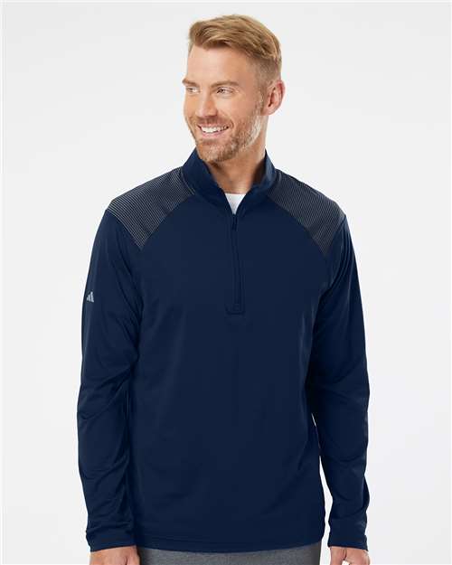 Team Navy Blue Shoulder Stripe Quarter-Zip Pullover - A520