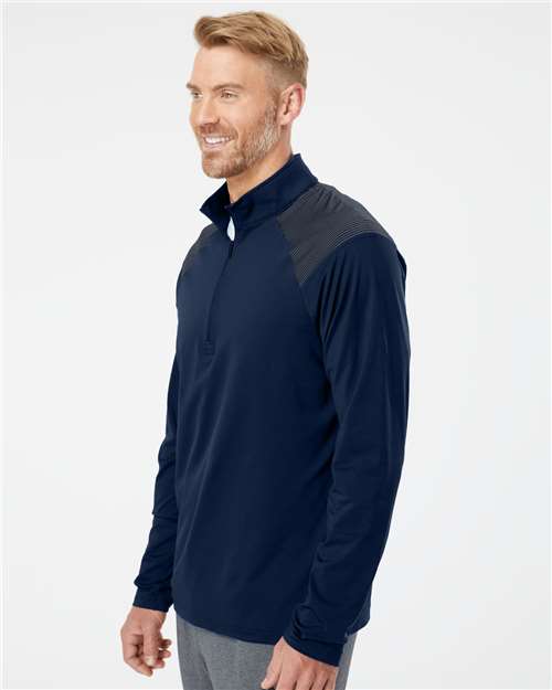 Team Navy Blue Shoulder Stripe Quarter-Zip Pullover - A520