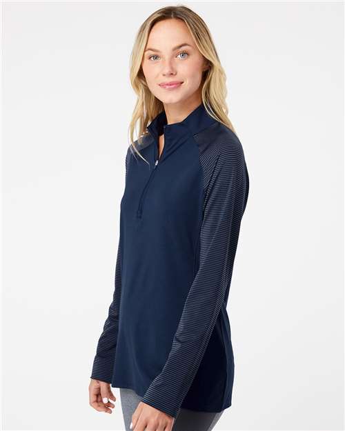 Team Navy Blue Women's Stripe Block Quarter-Zip Pullover - A521