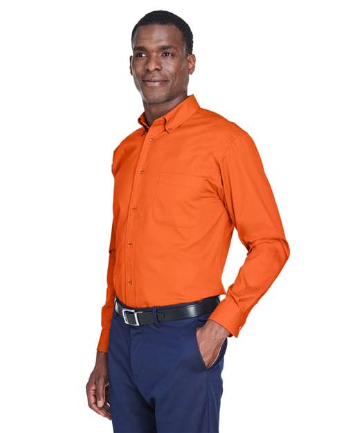 Team Orange Men's Easy Blend™ Long Sleeve Twill Shirt - M500