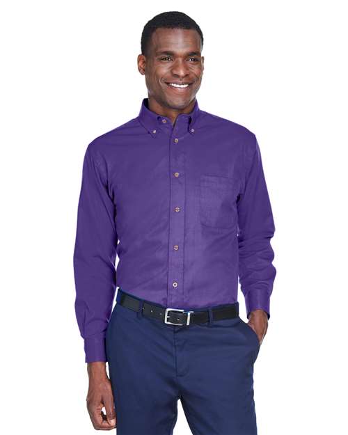 Team Purple Men's Easy Blend™ Long Sleeve Twill Shirt - M500