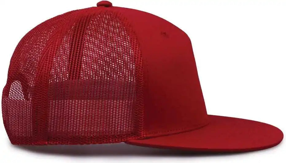 The Game Gb452f Five Panel Everyday Trucker Cap - Cardinal - Osfm