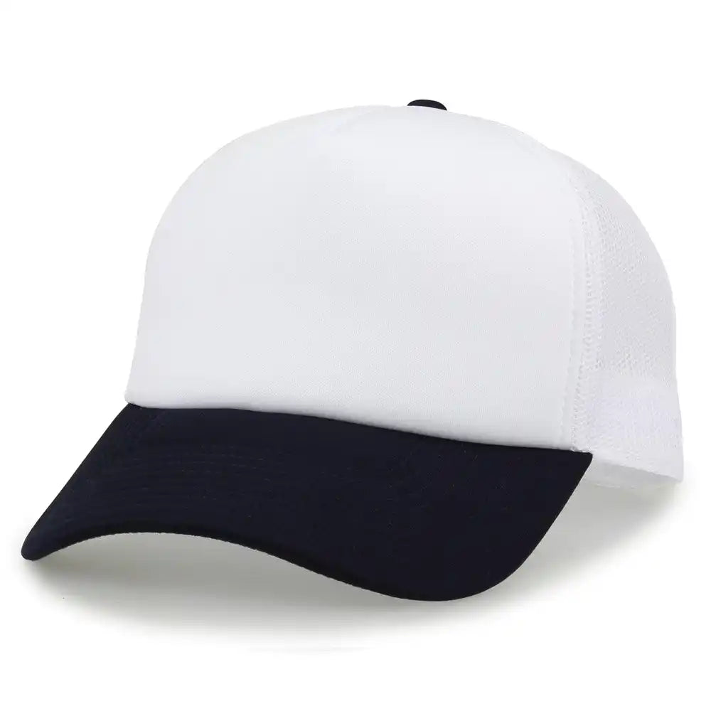 The Game Gb473 Foam Front Trucker Cap - White Navy - one Size Fits Most