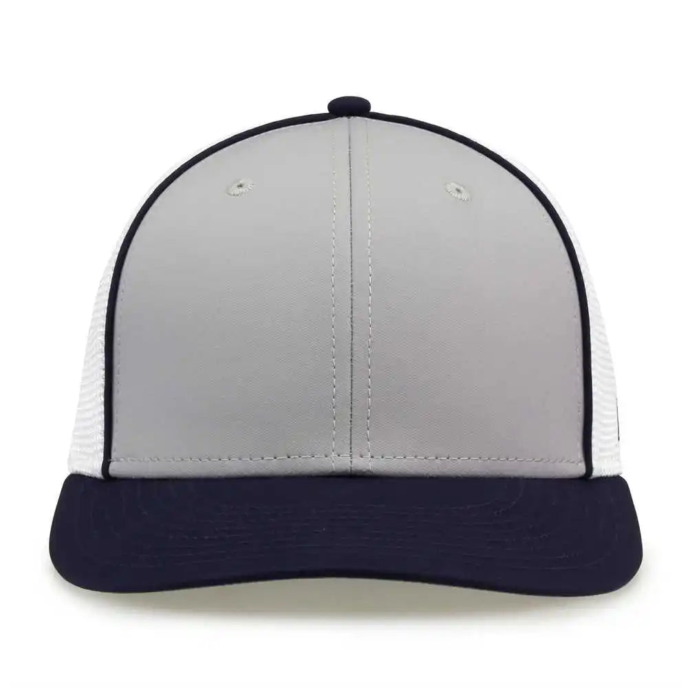 The Game Gb483p On-field Gamechanger with Piping & Diamond Mesh Cap - Grey Navy