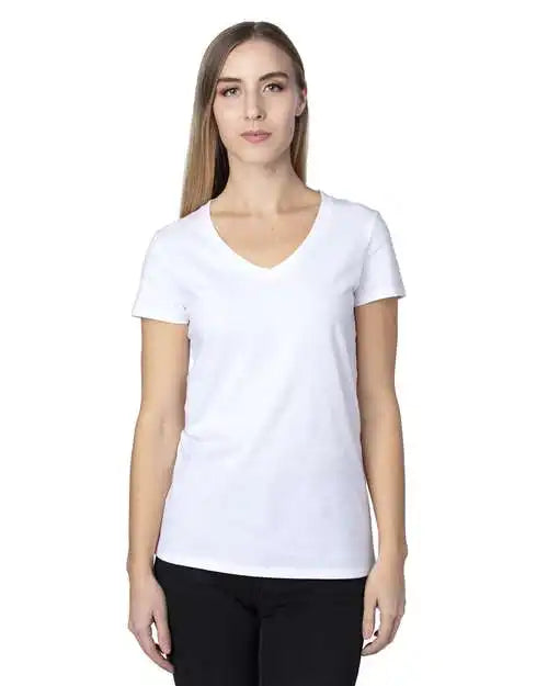 Threadfast Apparel 200rv Women’s Ultimate Cvc V-neck T-shirt - White - s