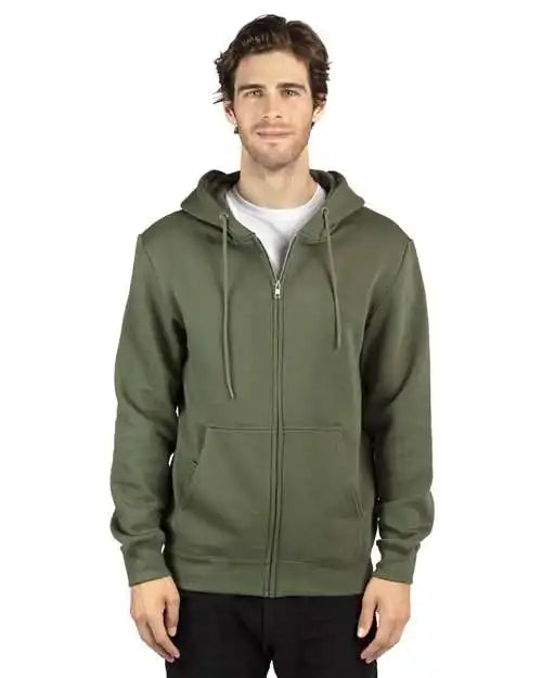 Threadfast Apparel 320z Fleece Full-zip Hooded Sweatshirt - Army - Xs