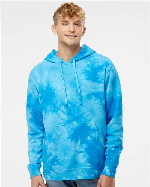 Tie Dye Aqua Blue Midweight Tie-Dyed Hooded Sweatshirt - PRM4500TD