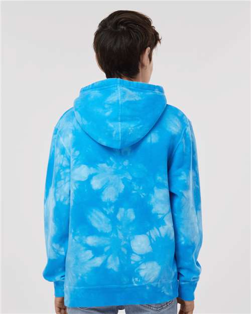 Tie Dye Aqua Blue Youth Midweight Tie-Dyed Hooded Sweatshirt - PRM1500TD