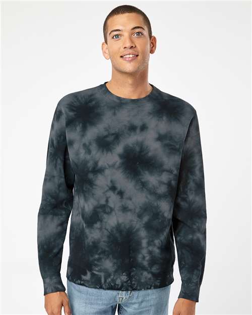 Tie Dye Black Midweight Tie-Dyed Crewneck Sweatshirt - PRM3500TD
