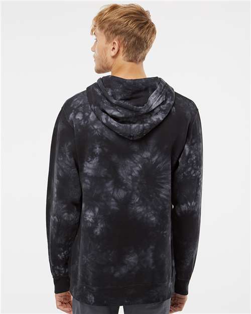 Tie Dye Black Midweight Tie-Dyed Hooded Sweatshirt - PRM4500TD