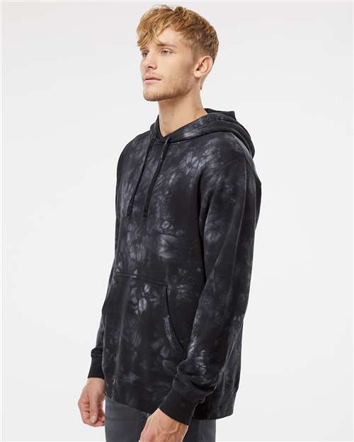 Tie Dye Black Midweight Tie-Dyed Hooded Sweatshirt - PRM4500TD