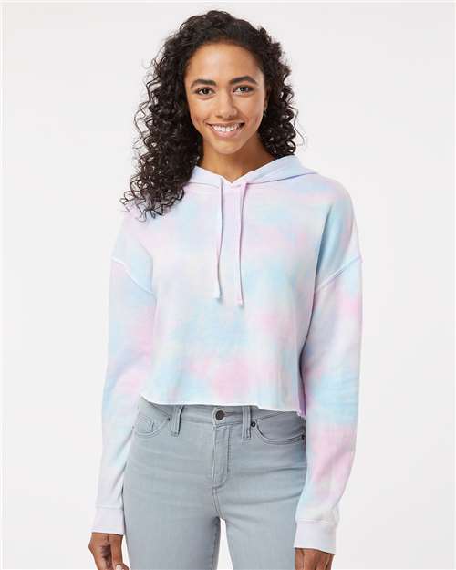 Tie Dye Cotton Candy Women’s Lightweight Crop Hooded Sweatshirt - AFX64CRP