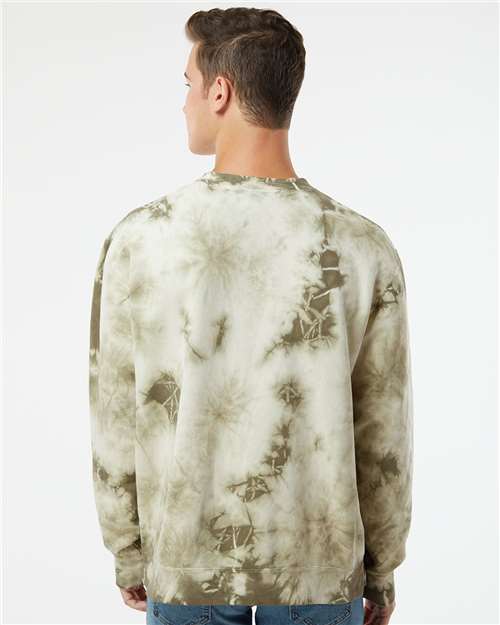 Tie Dye Olive Midweight Tie-Dyed Crewneck Sweatshirt - PRM3500TD