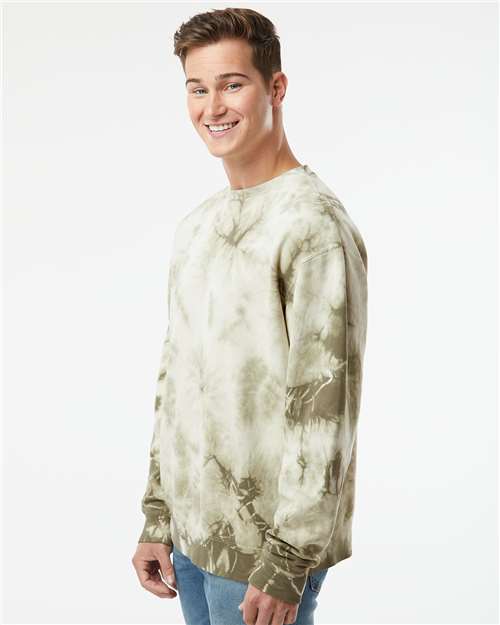 Tie Dye Olive Midweight Tie-Dyed Crewneck Sweatshirt - PRM3500TD