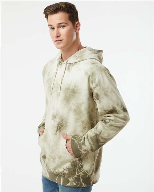Tie Dye Olive Midweight Tie-Dyed Hooded Sweatshirt - PRM4500TD