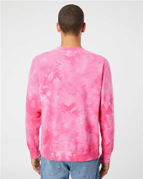 Tie Dye Pink Midweight Tie-Dyed Crewneck Sweatshirt - PRM3500TD