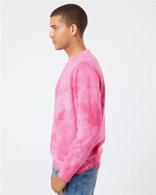 Tie Dye Pink Midweight Tie-Dyed Crewneck Sweatshirt - PRM3500TD