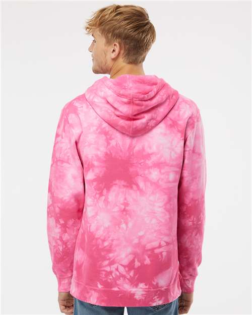 Tie Dye Pink Midweight Tie-Dyed Hooded Sweatshirt - PRM4500TD
