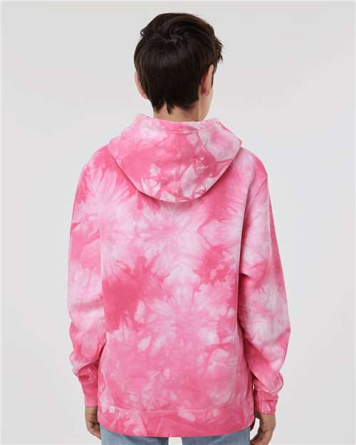 Tie Dye Pink Youth Midweight Tie-Dyed Hooded Sweatshirt - PRM1500TD