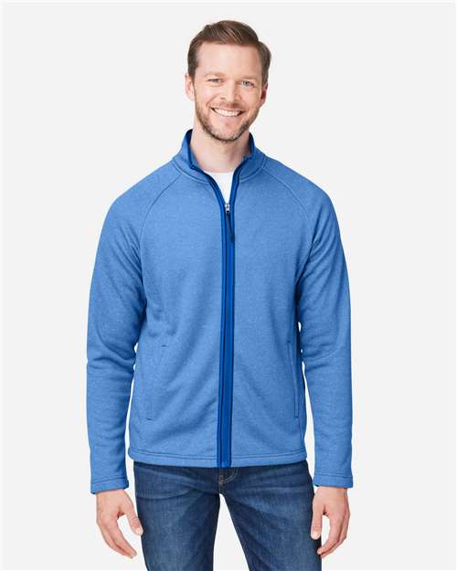 True Royal/ White Men's Venture Heathered Stripe Full-Zip - CE72