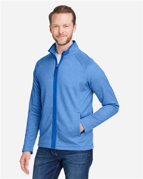 True Royal/ White Men's Venture Heathered Stripe Full-Zip - CE72