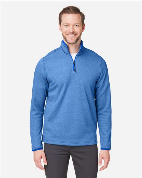 True Royal/ White Men's Venture Heathered Stripe Quarter-Zip Pullover - CE73