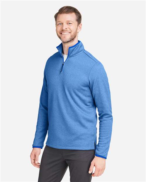 True Royal/ White Men's Venture Heathered Stripe Quarter-Zip Pullover - CE73