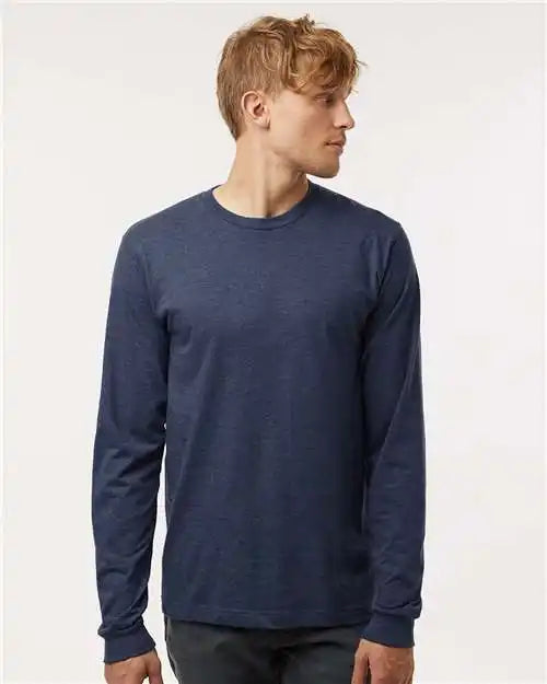 Tultex 202ls Fine Jersey Long Sleeve T-shirt - Heather Denim