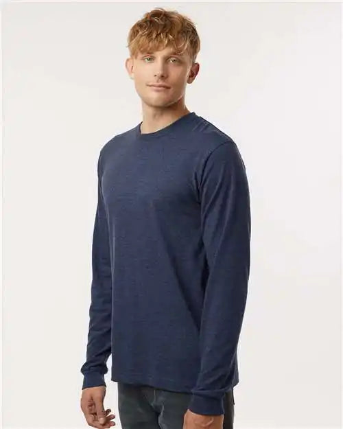 Tultex 202ls Fine Jersey Long Sleeve T-shirt - Heather Denim