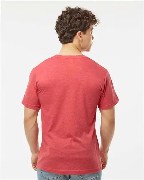 Tultex 207m Poly-rich V-neck T-shirt - 207 - Heather Red
