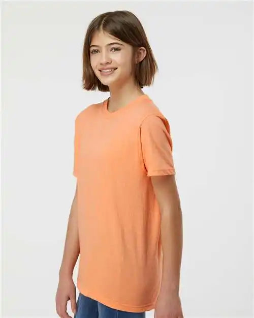Tultex 235 Youth Fine Jersey T-shirt - Heather Cantaloupe