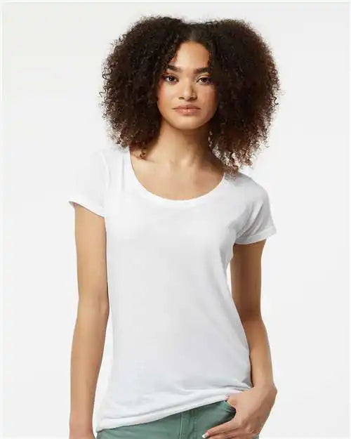 Tultex 243m Women’s Poly-rich Scoop Neck T-shirt - 243 - White