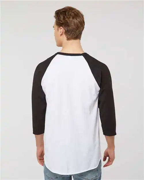 Tultex 245 Fine Jersey Raglan T-shirt - White Black