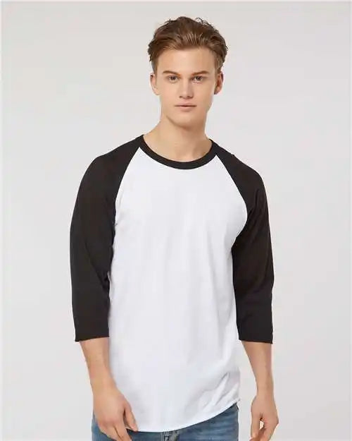 Tultex 245 Fine Jersey Raglan T-shirt - White Black