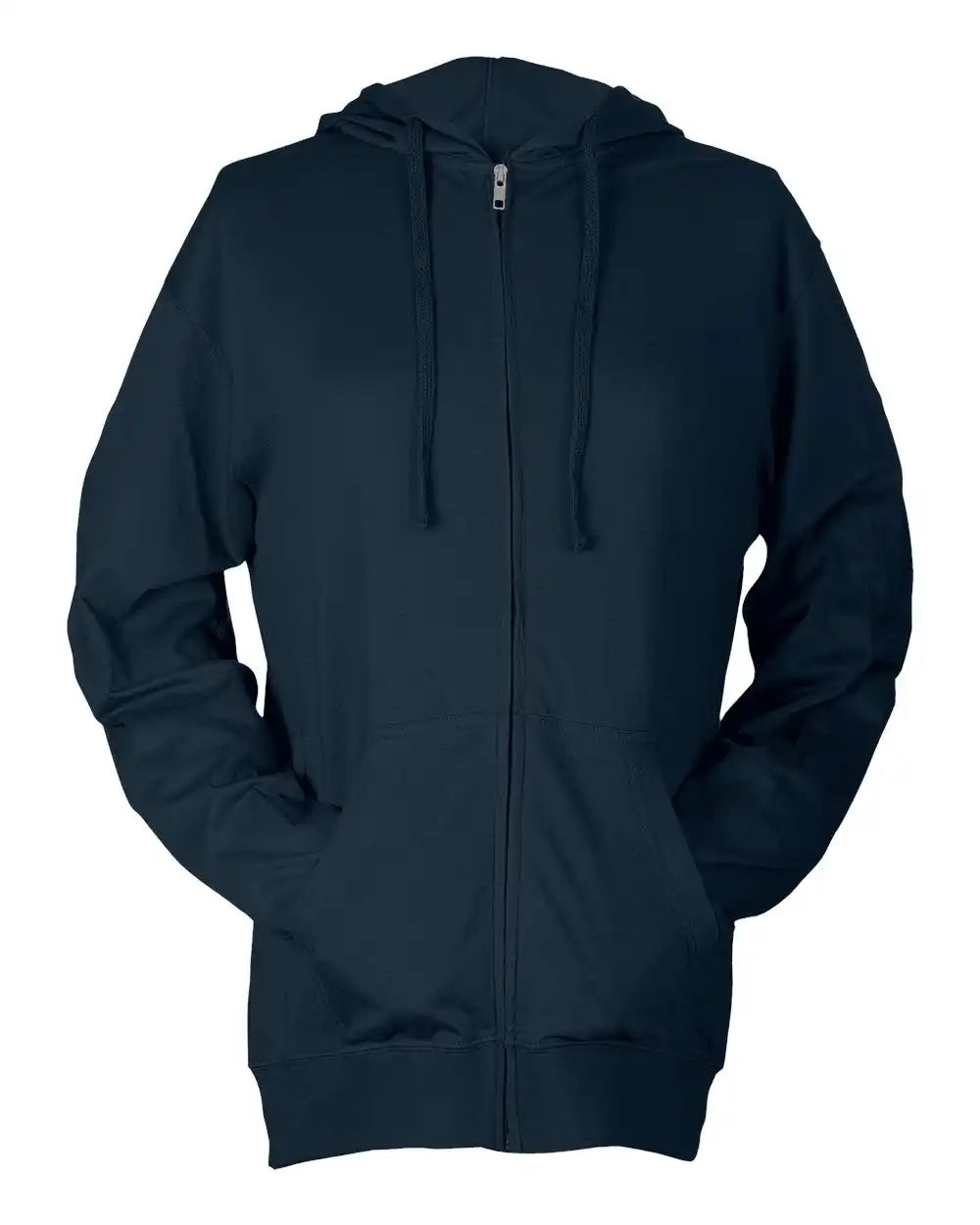 Tultex 260 Beach Full-zip Hooded Long Sleeve T-shirt - Navy - Xs