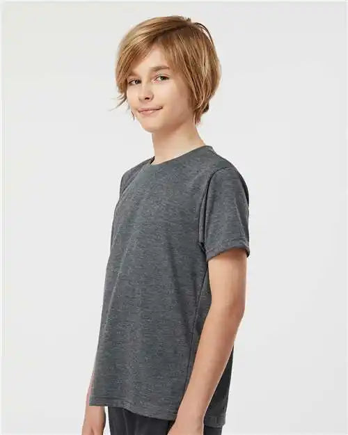 Tultex 265 Youth Poly-rich T-shirt - Heather Charcoal