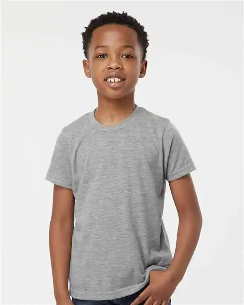 Tultex 265 Youth Poly-rich T-shirt - Heather Grey