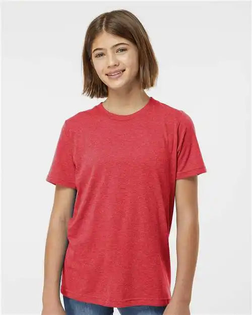 Tultex 265 Youth Poly-rich T-shirt - Heather Red