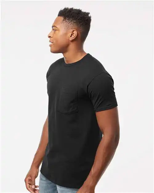 Tultex 293 Heavyweight Jersey Pocket T-shirt - Black