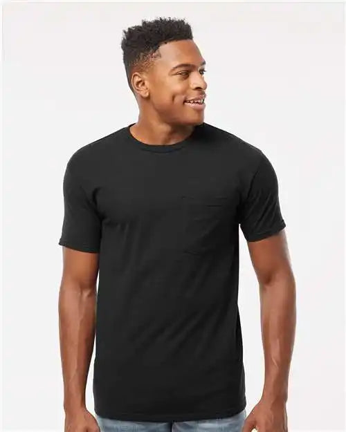 Tultex 293 Heavyweight Jersey Pocket T-shirt - Black
