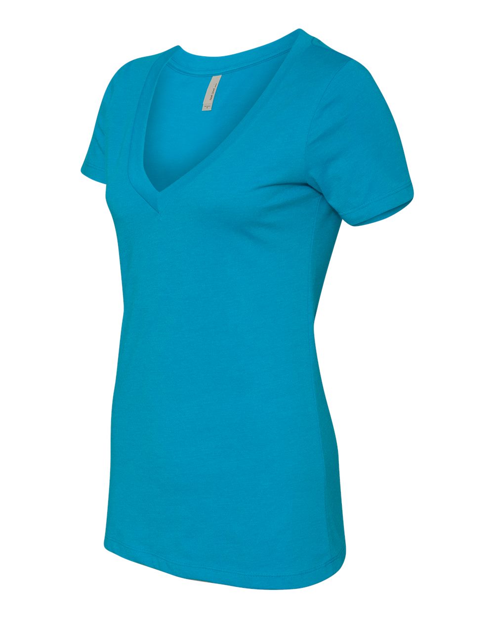 Turquoise Women’s CVC Deep V-Neck T-Shirt - 6640