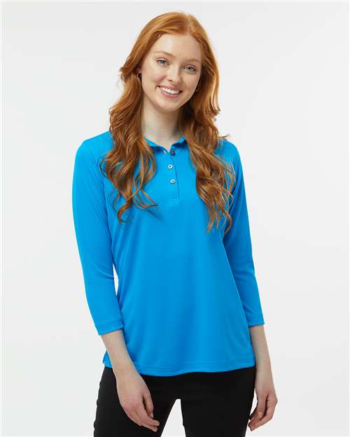 Turquoise Women's Lady Palm Three-Quarter Sleeve Polo - 120