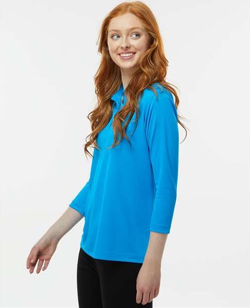 Turquoise Women's Lady Palm Three-Quarter Sleeve Polo - 120