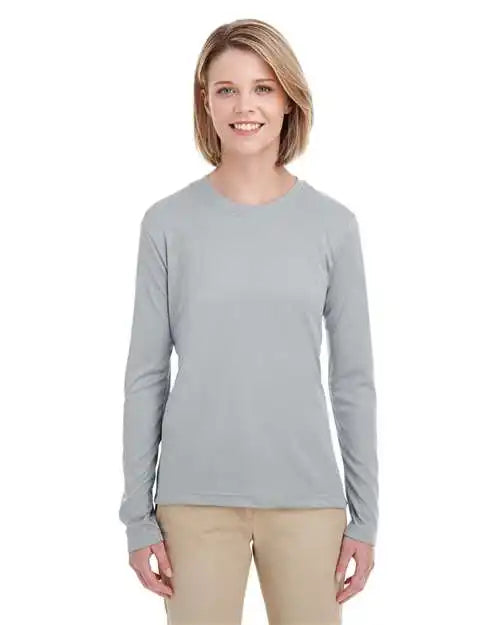 Ultraclub 8622w Women’s Cool & Dry Performance Long-sleeve Top - Grey
