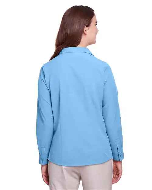 Ultraclub Uc500w Women’s Bradley Performance Woven Shirt - Columbia Blue - Xs