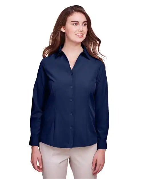 Ultraclub Uc500w Women’s Bradley Performance Woven Shirt - Navy