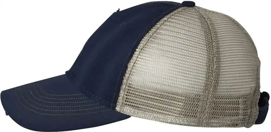 Valucap 3150s Bounty Dirty-washed Mesh-back Cap - 3150 - Navy Khaki - Navy/ / Adjustable