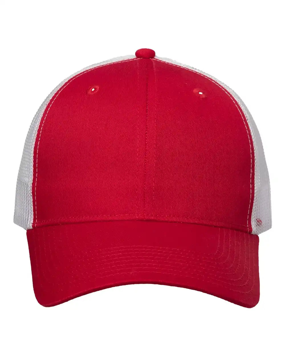 Valucap Vc400 Mesh-back Twill Trucker Cap - Red White - Red/ / Adjustable