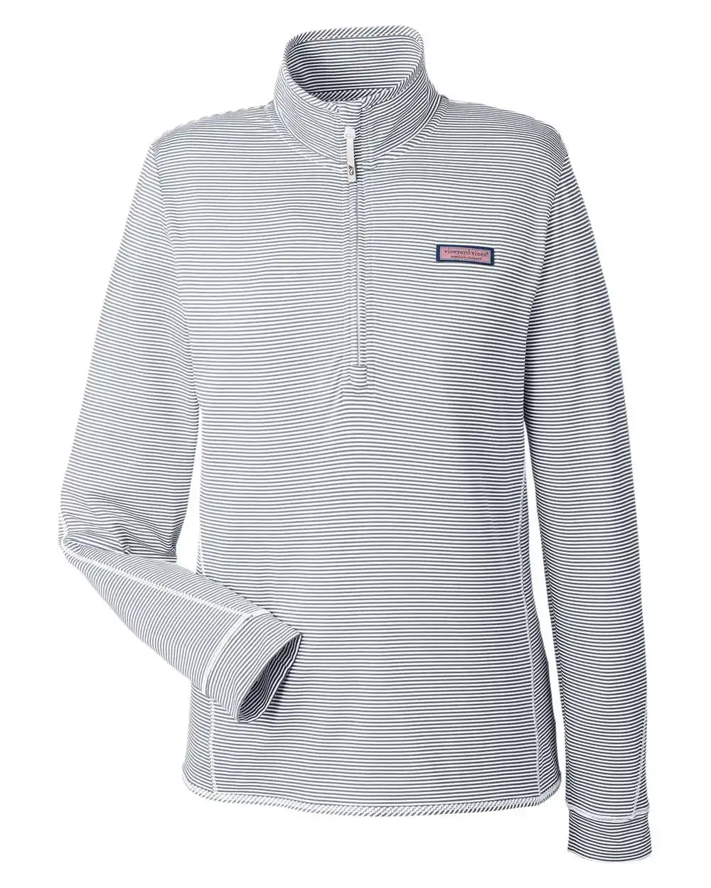 Vineyard Vines K002521 Women’s Microstripe Sankaty Half-zip Pullover - Heather Grey - Xs
