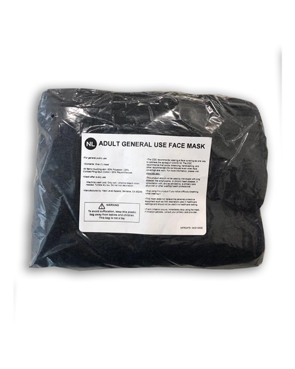 Front View of Vintage Black Youth General Use Neck Gaiter - MG107